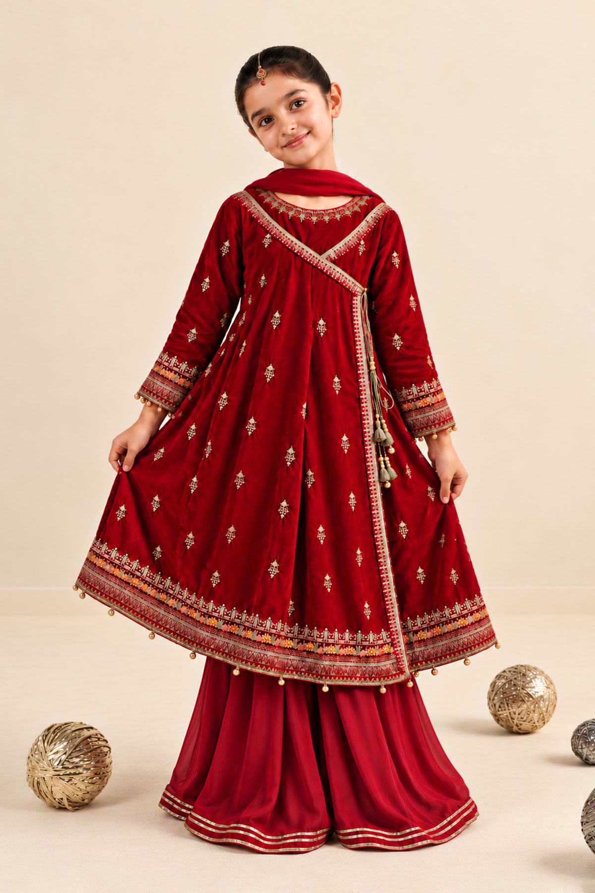 3 Piece Embroidered Velvet Suit