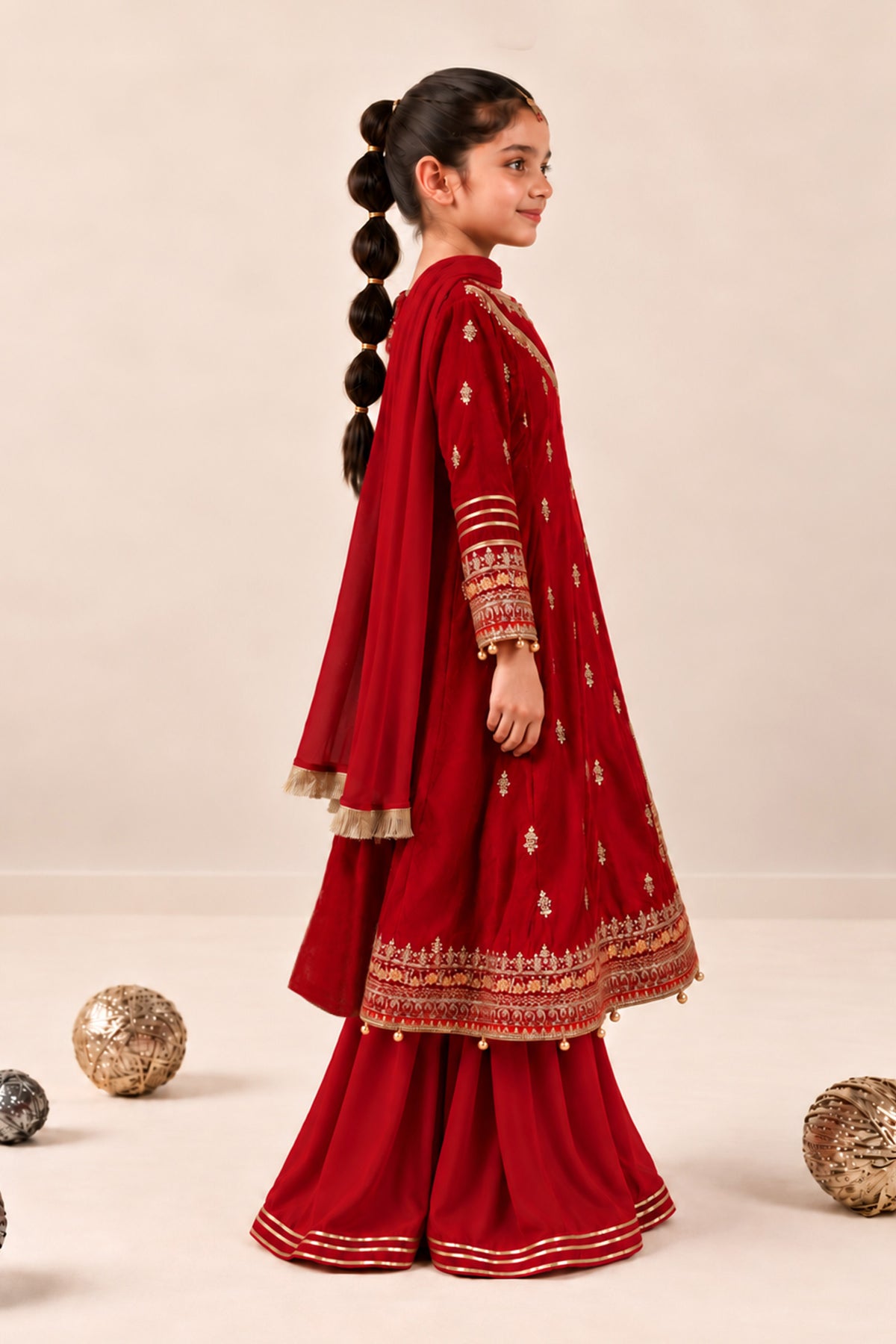 3 Piece Embroidered Velvet Suit