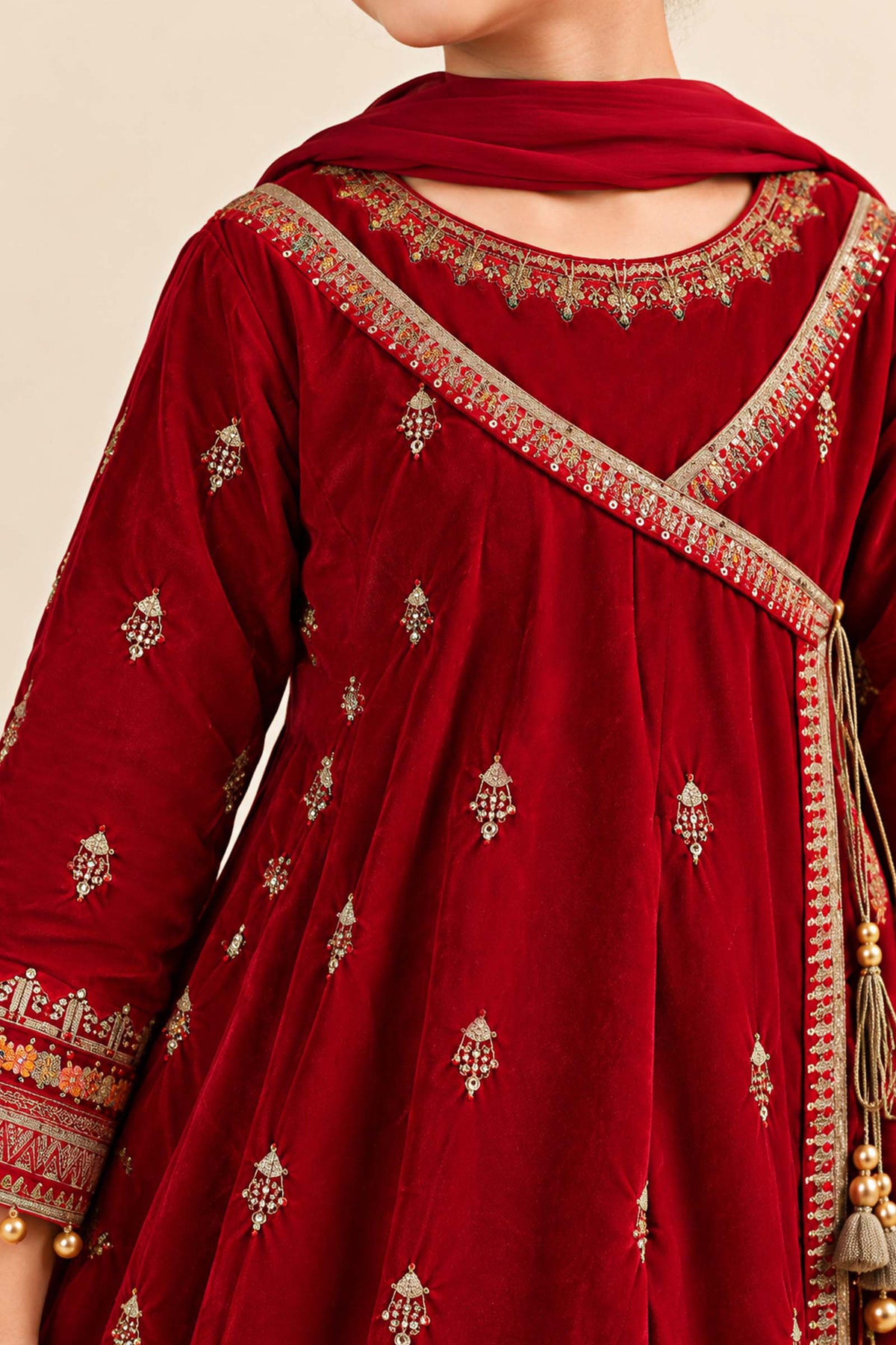 3 Piece Embroidered Velvet Suit