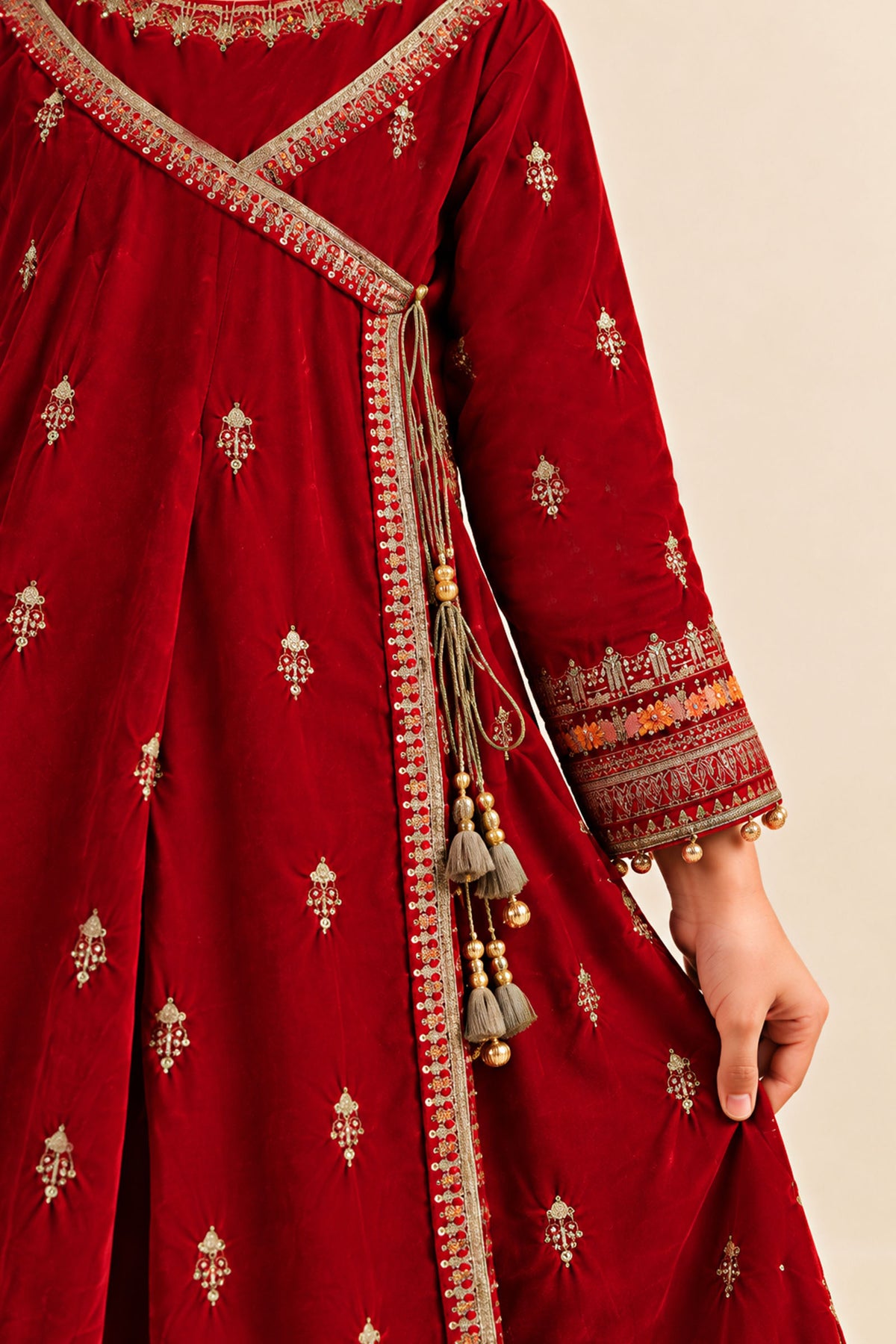 3 Piece Embroidered Velvet Suit