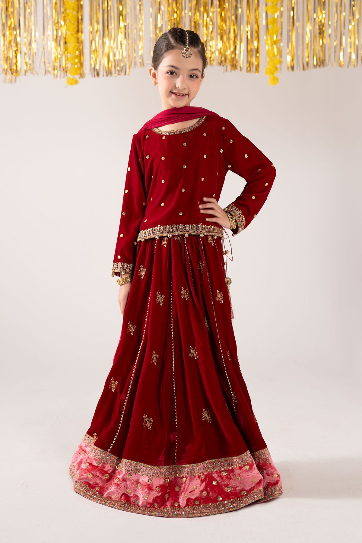 3 Piece Embroidered Velvet Suit