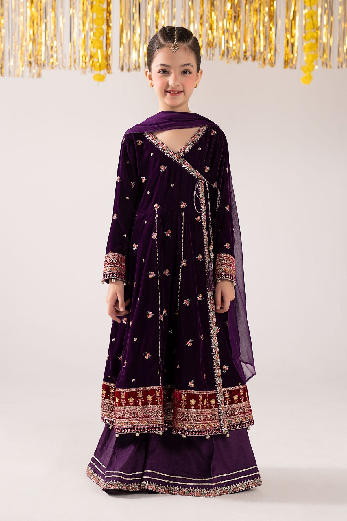 3 Piece Embroidered Velvet Suit