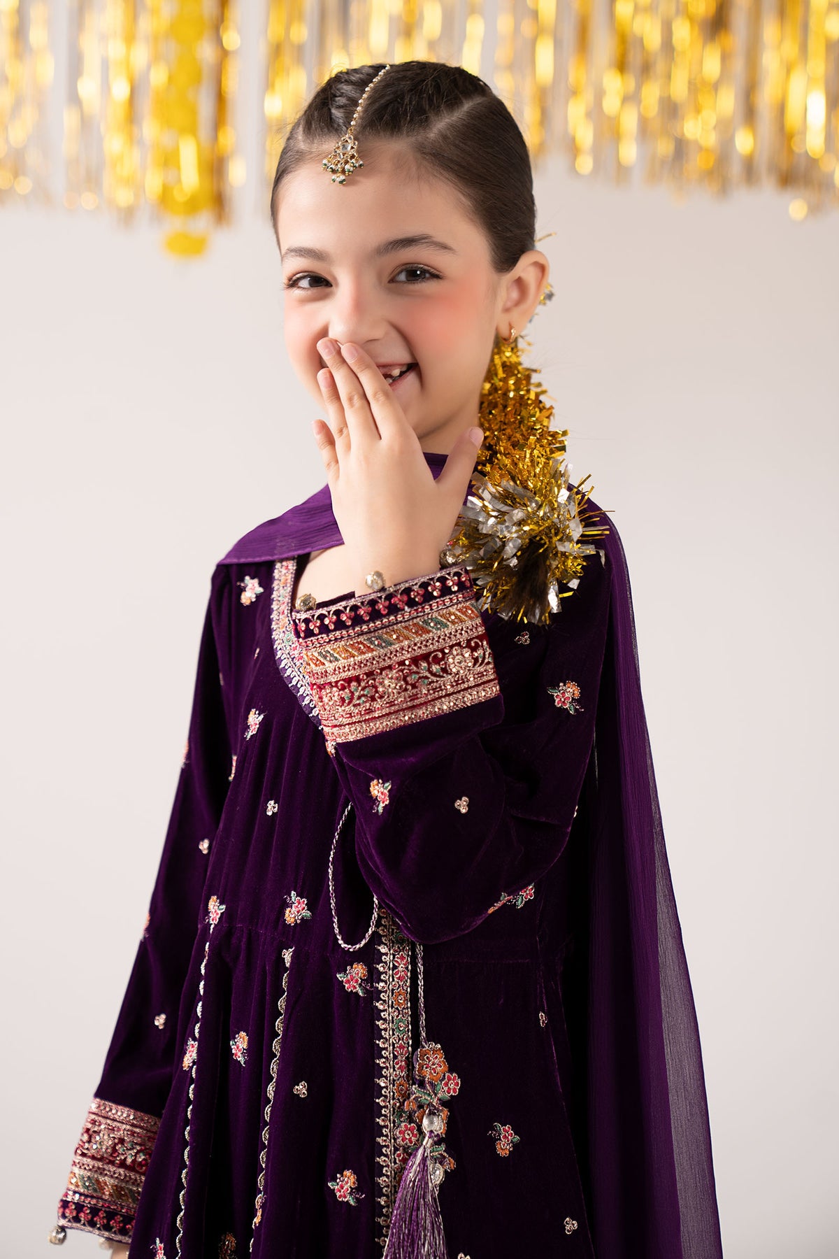 3 Piece Embroidered Velvet Suit