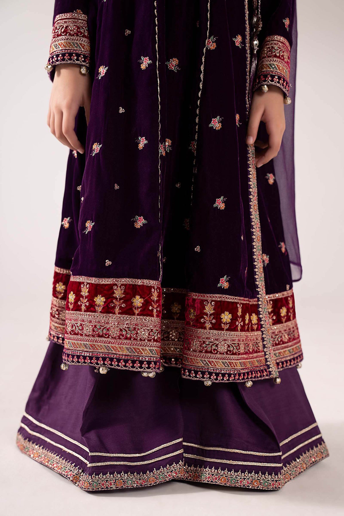 3 Piece Embroidered Velvet Suit
