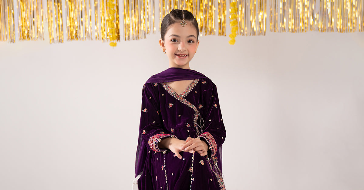 3 Piece Embroidered Velvet Suit