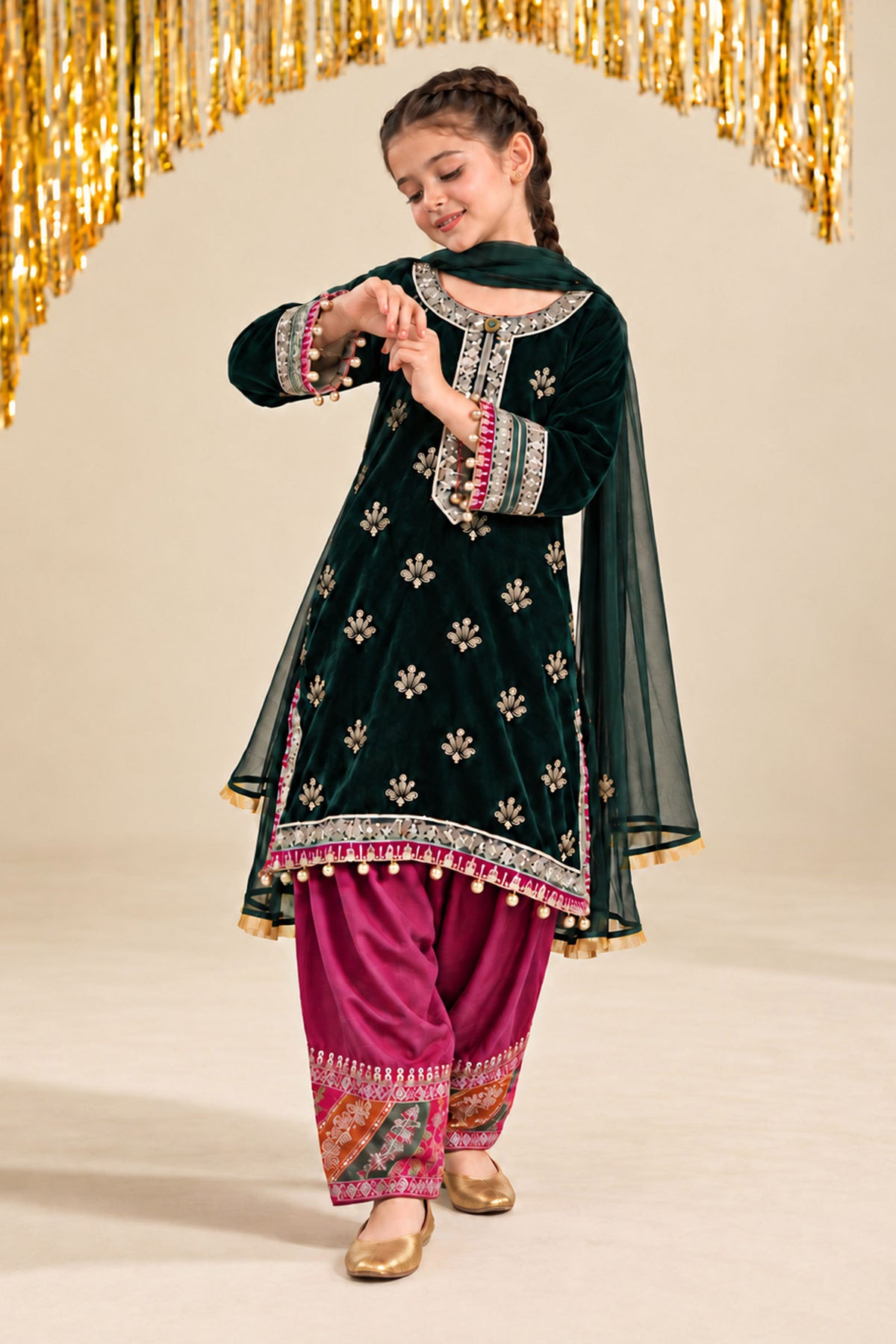 3 Piece Embroidered Velvet Suit