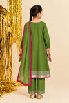 3 Piece Embroidered Satin Suit
