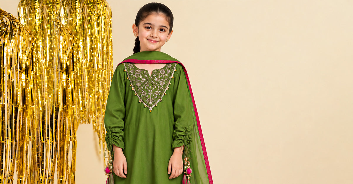 3 Piece Embroidered Satin Suit