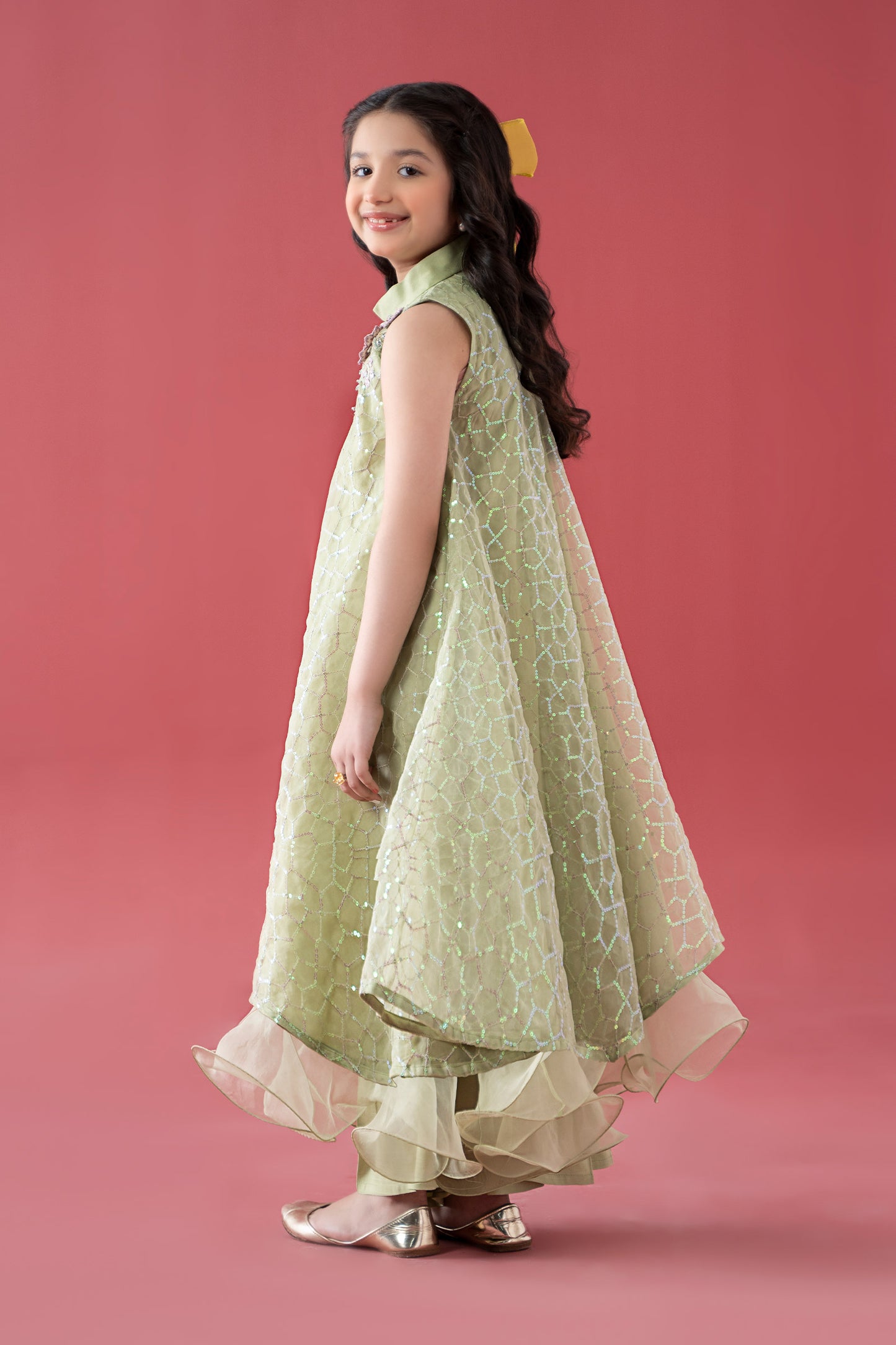 3 Piece Embroidered Poly Organza Suit