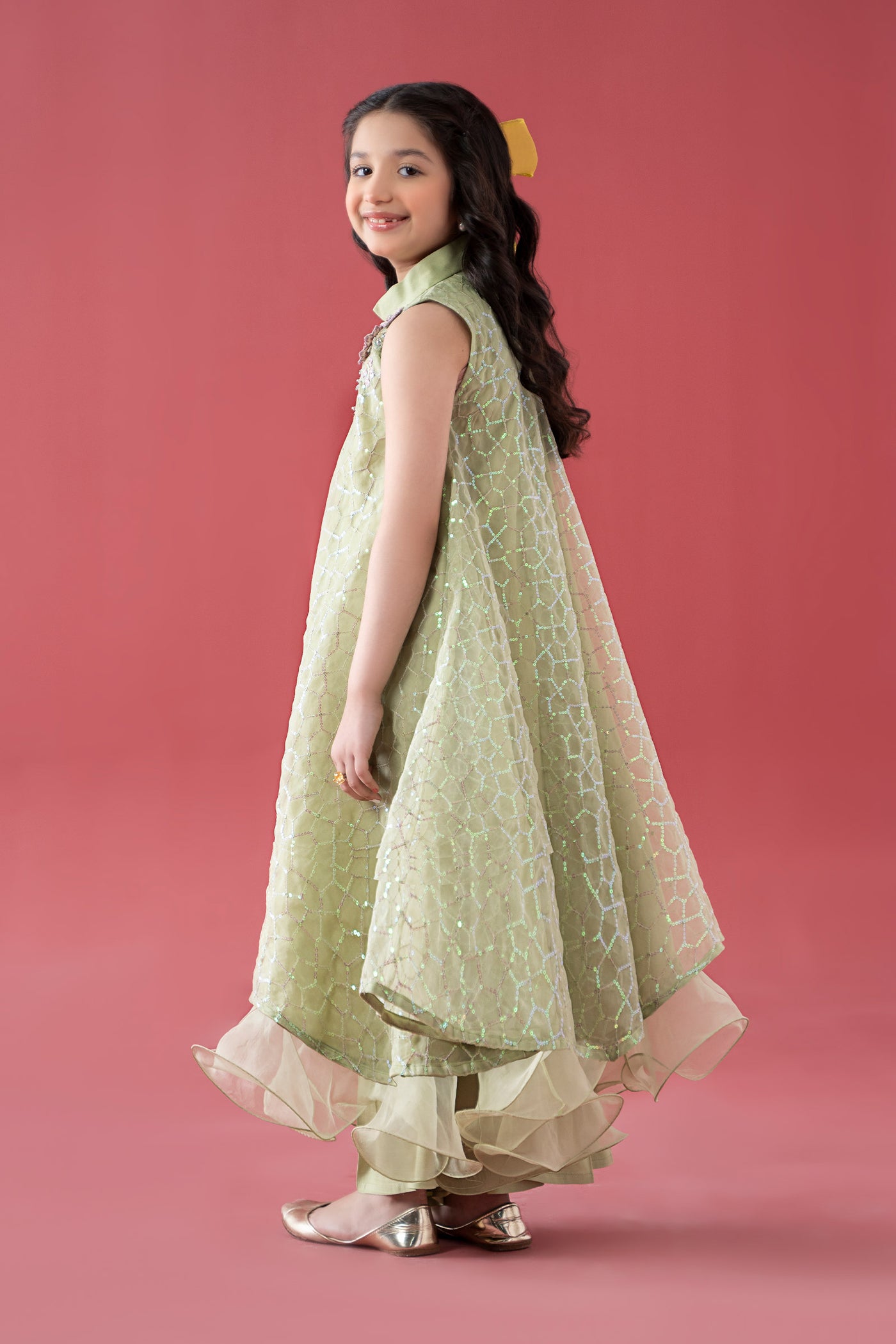 3 Piece Embroidered Poly Organza Suit | MKS-EA25-01