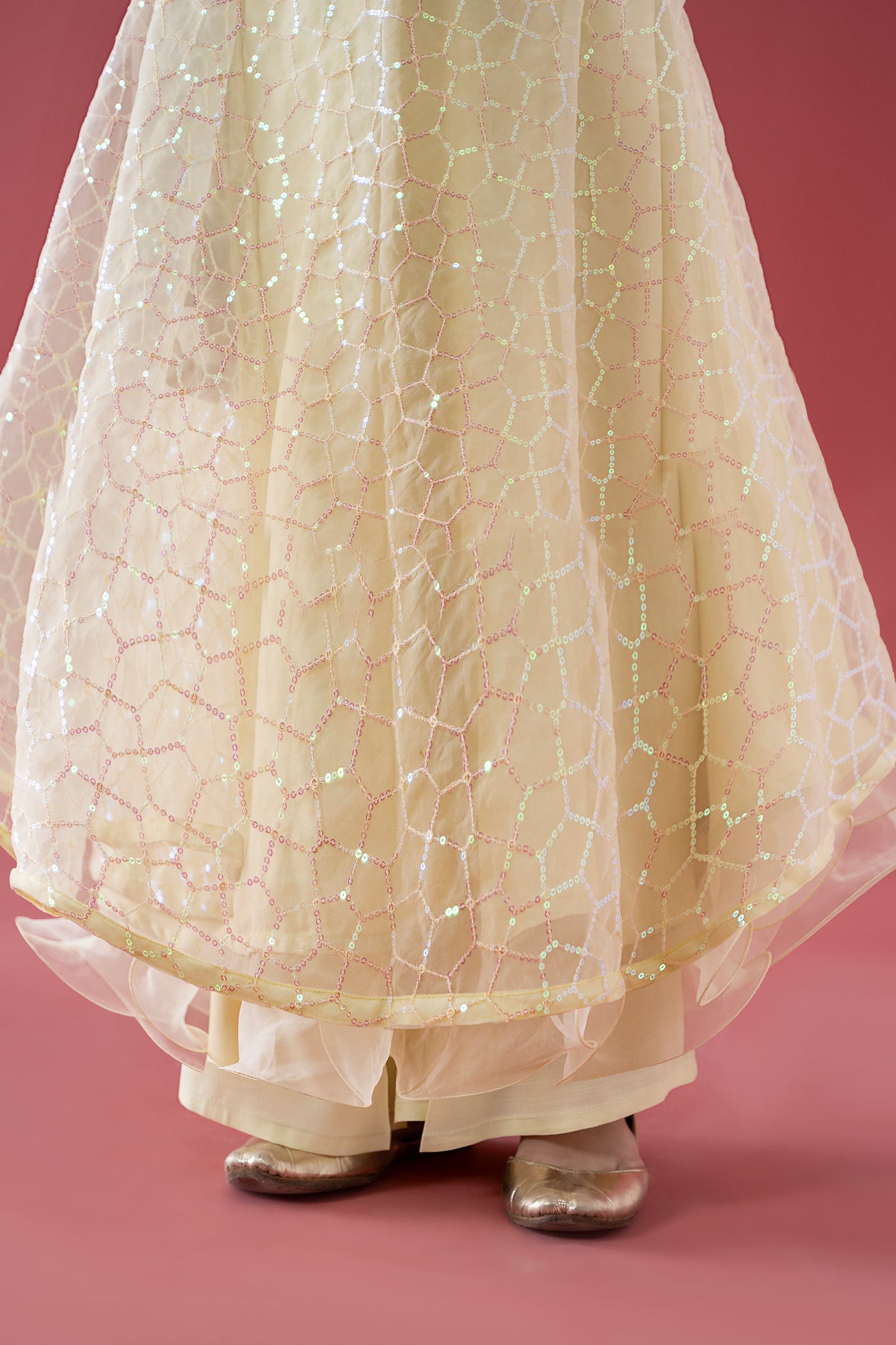3 Piece Embroidered Poly Organza Suit | MKS-EA25-01
