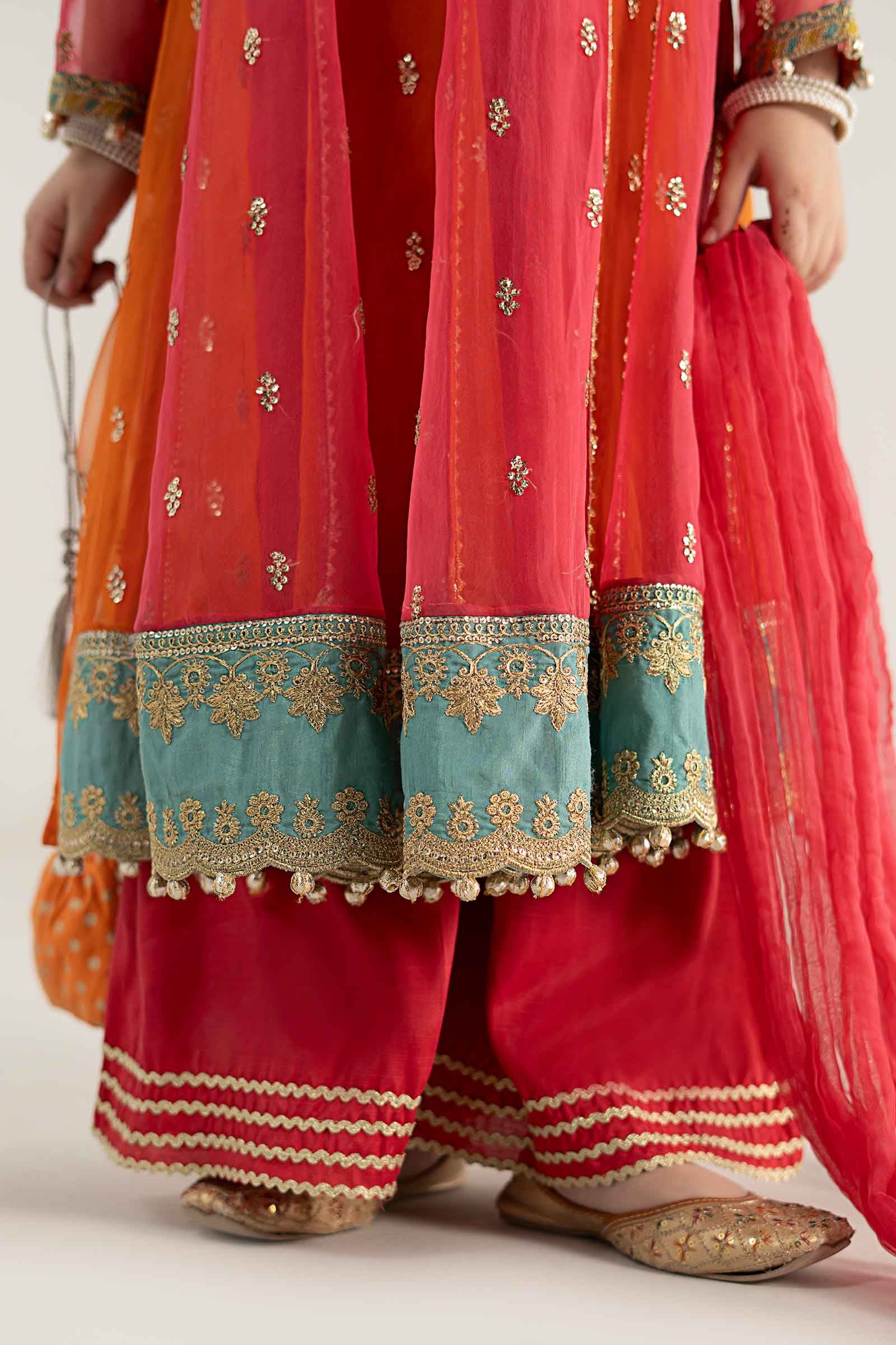 3 Piece Embroidered Poly Organza Suit