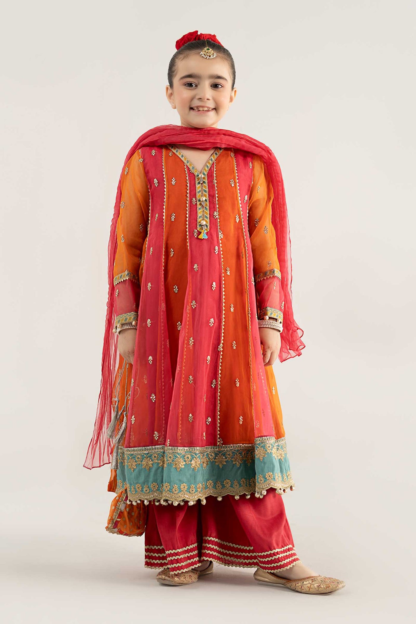 3 Piece Embroidered Poly Organza Suit