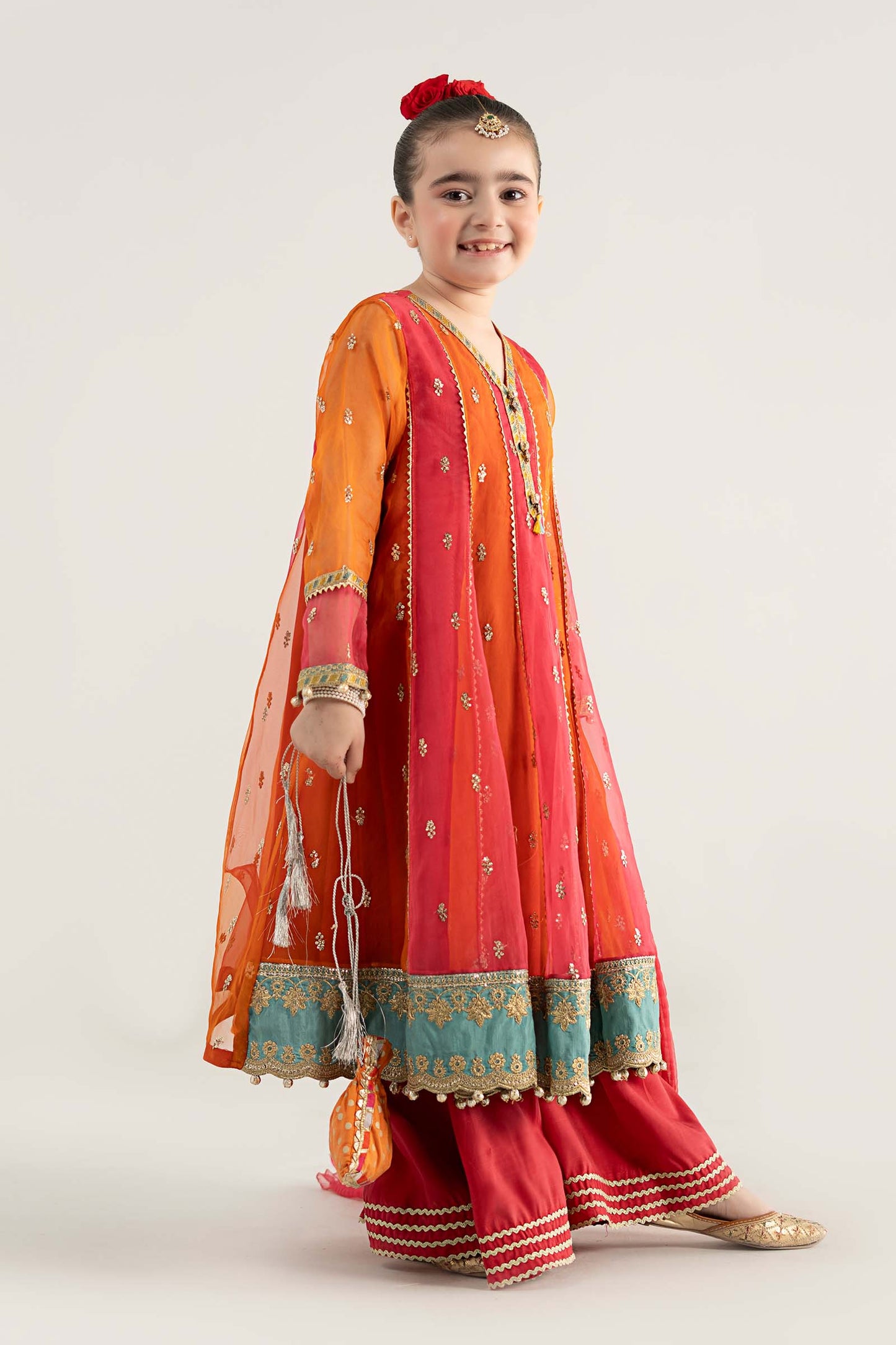 3 Piece Embroidered Poly Organza Suit