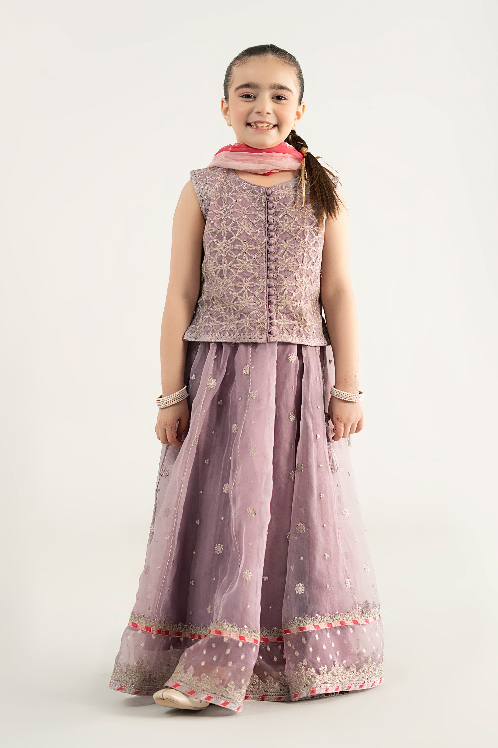 3 Piece Embroidered Poly Organza Suit