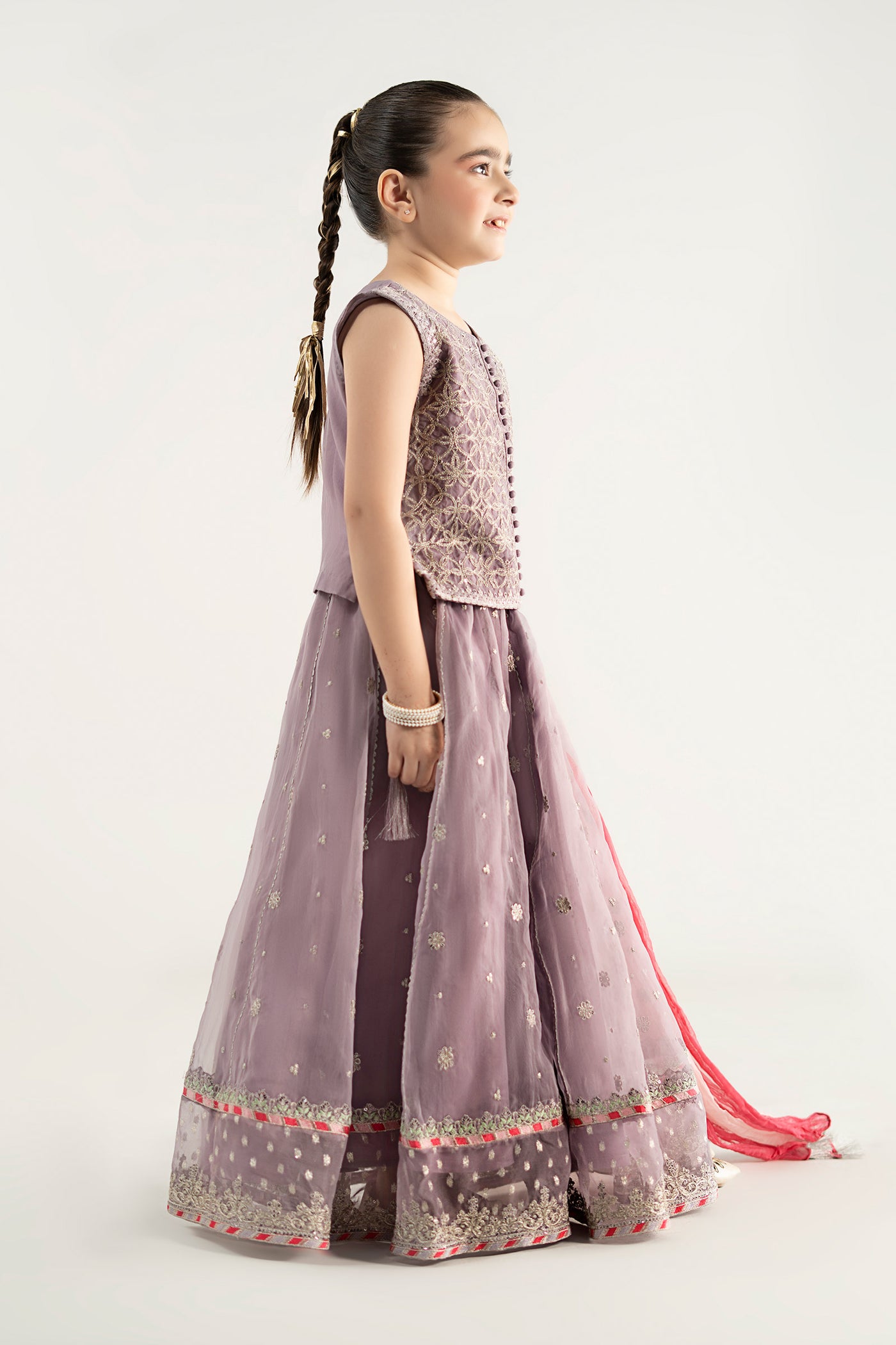 3 Piece Embroidered Poly Organza Suit | MKS-EA25-42/B