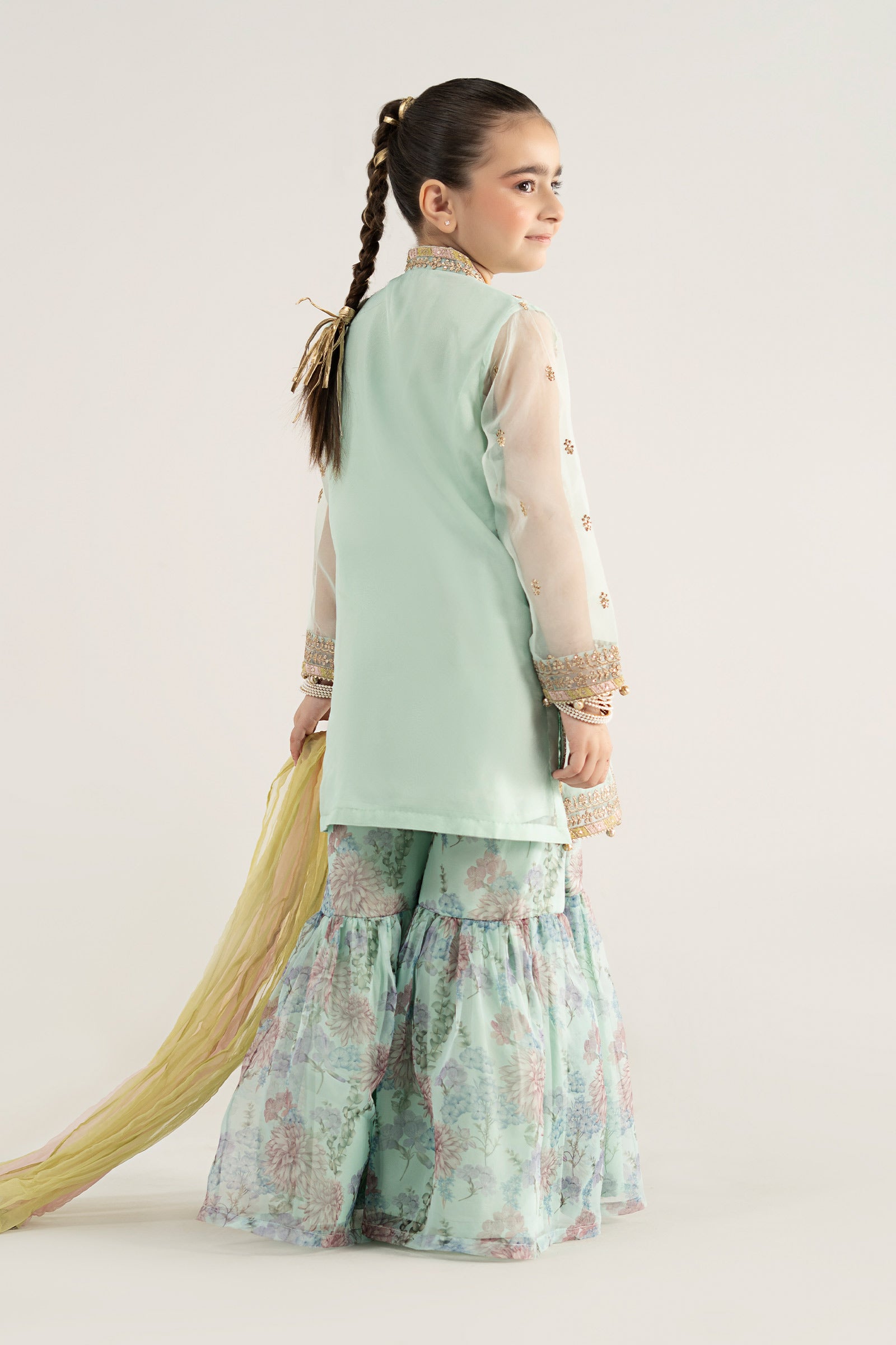 3 Piece Embroidered Poly Organza Suit