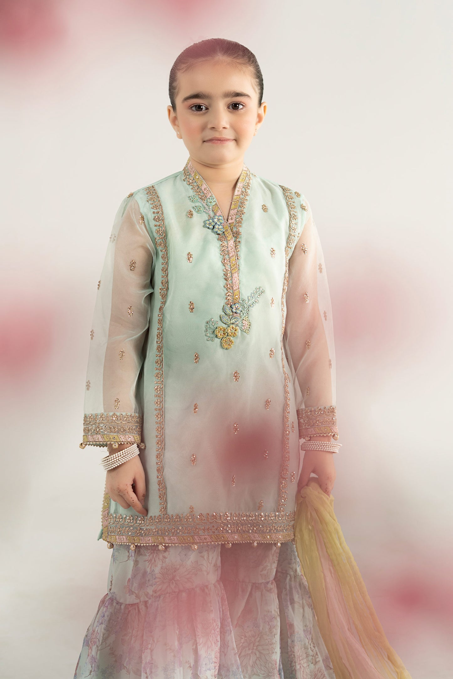 3 Piece Embroidered Poly Organza Suit