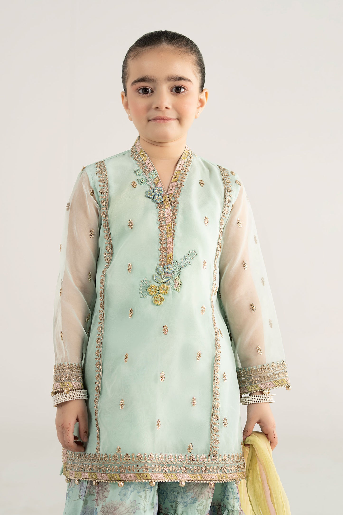 3 Piece Embroidered Poly Organza Suit