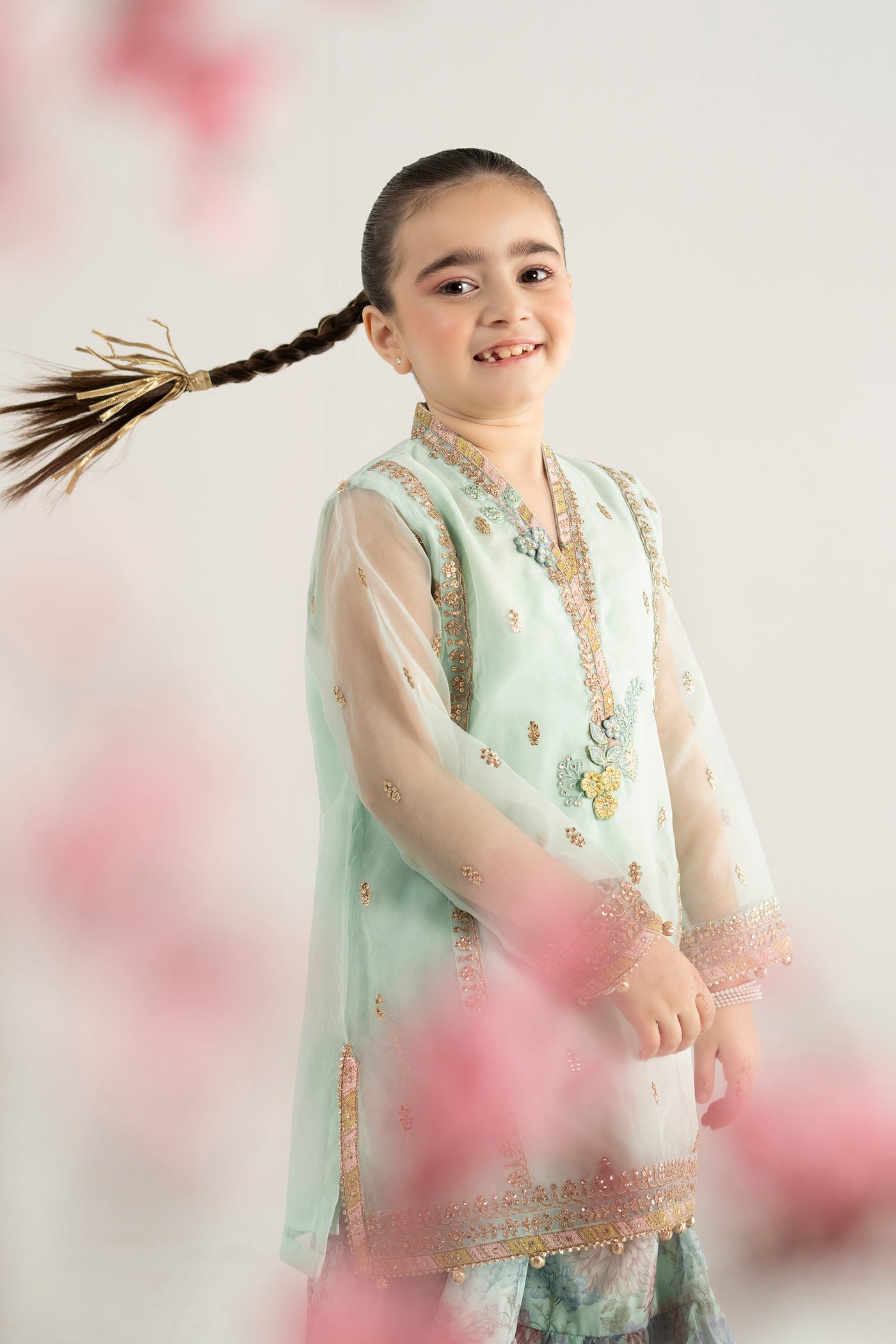 3 Piece Embroidered Poly Organza Suit