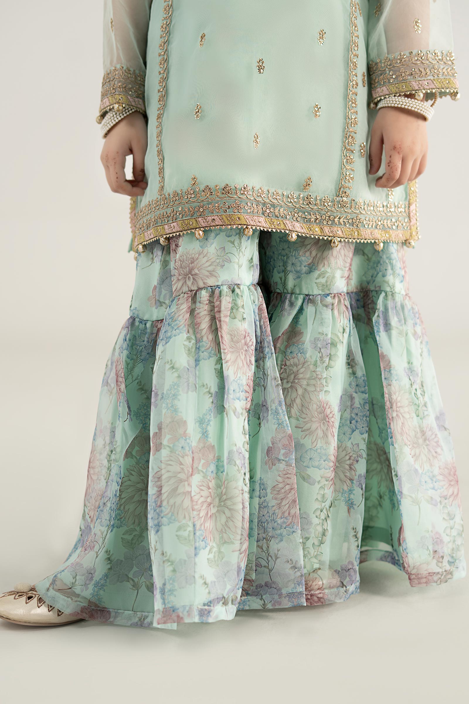 3 Piece Embroidered Poly Organza Suit