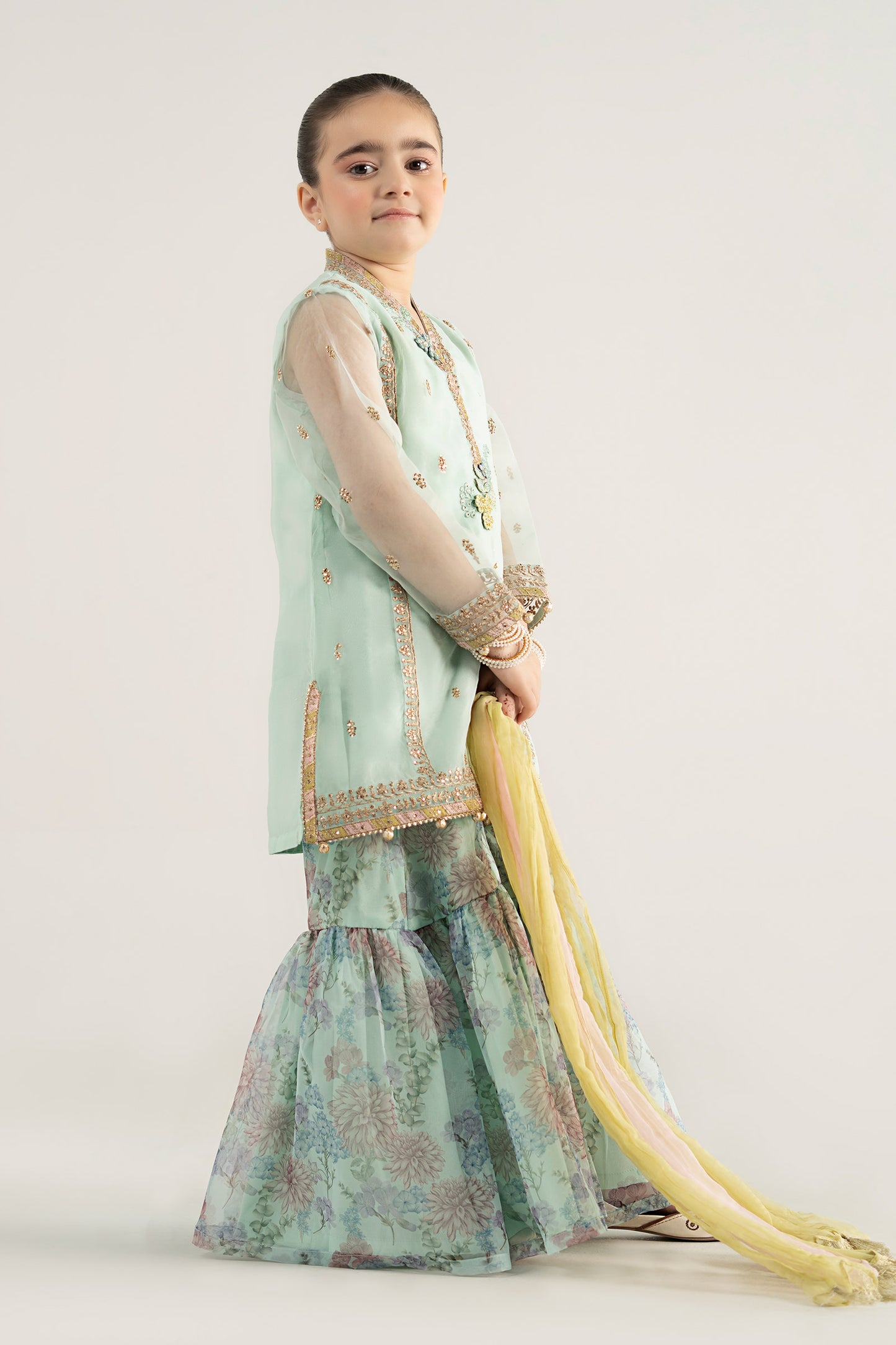 3 Piece Embroidered Poly Organza Suit