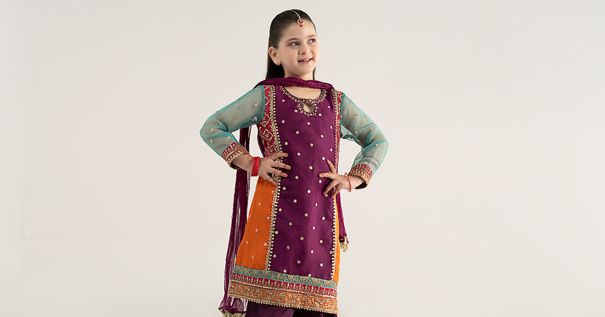 3 Piece Embroidered Poly Organza Suit