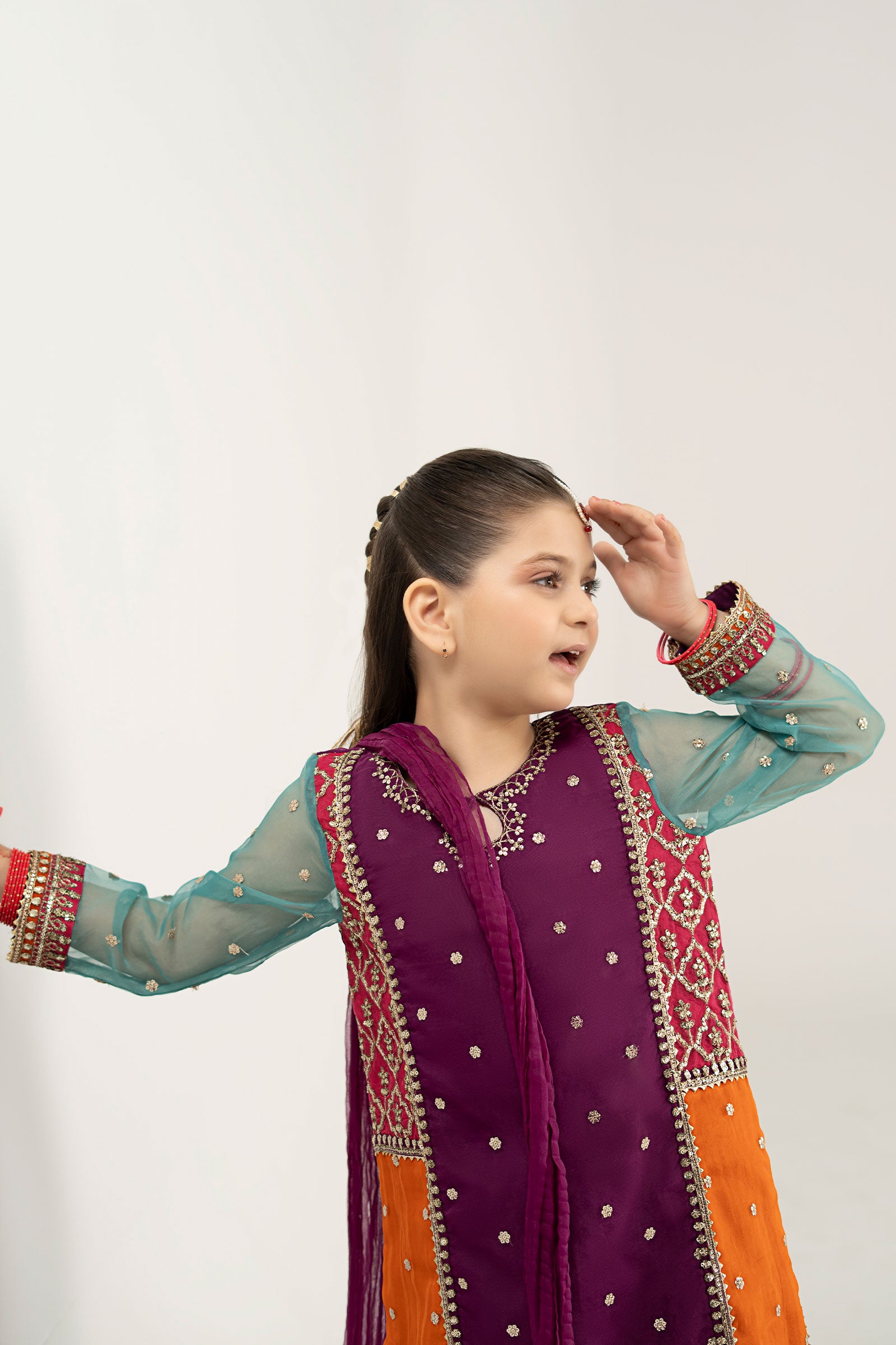 3 Piece Embroidered Poly Organza Suit