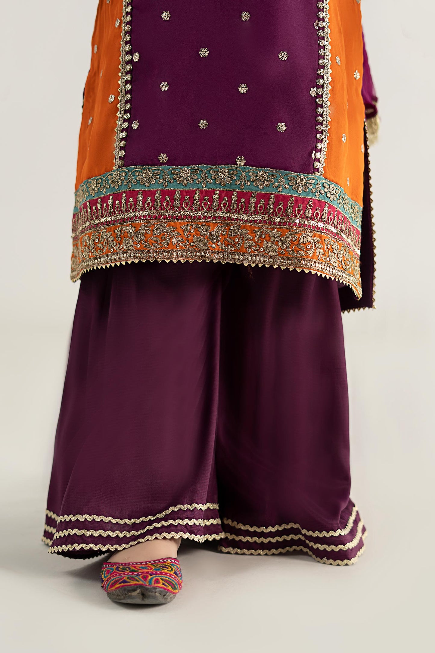 3 Piece Embroidered Poly Organza Suit