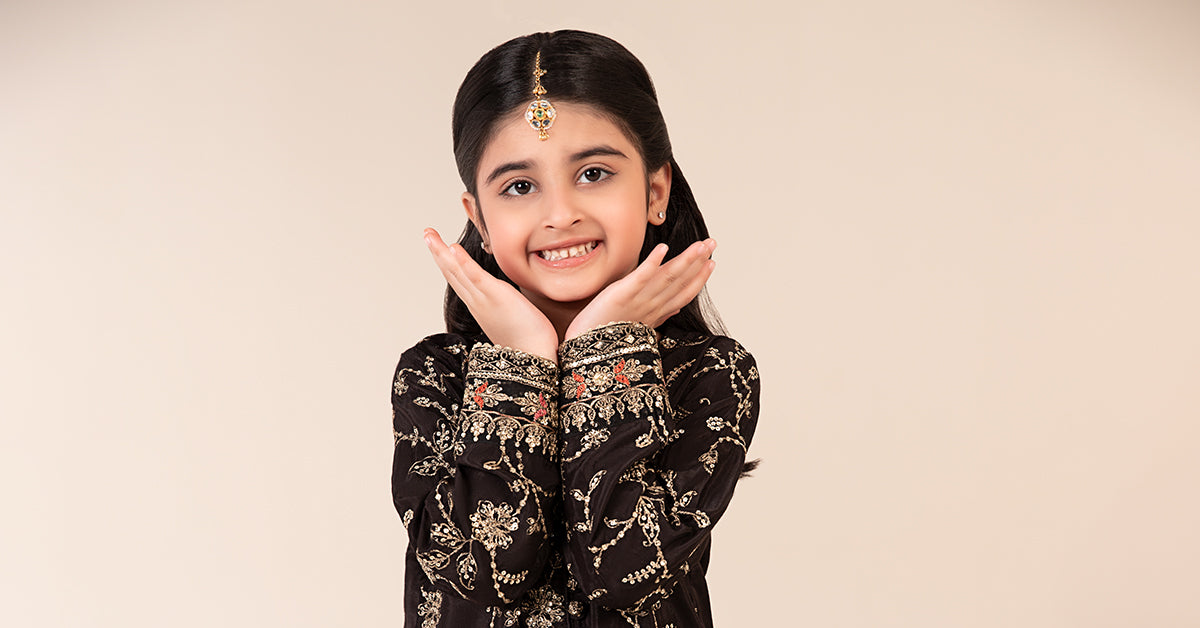 3 Piece Embroidered Raw Silk Suit