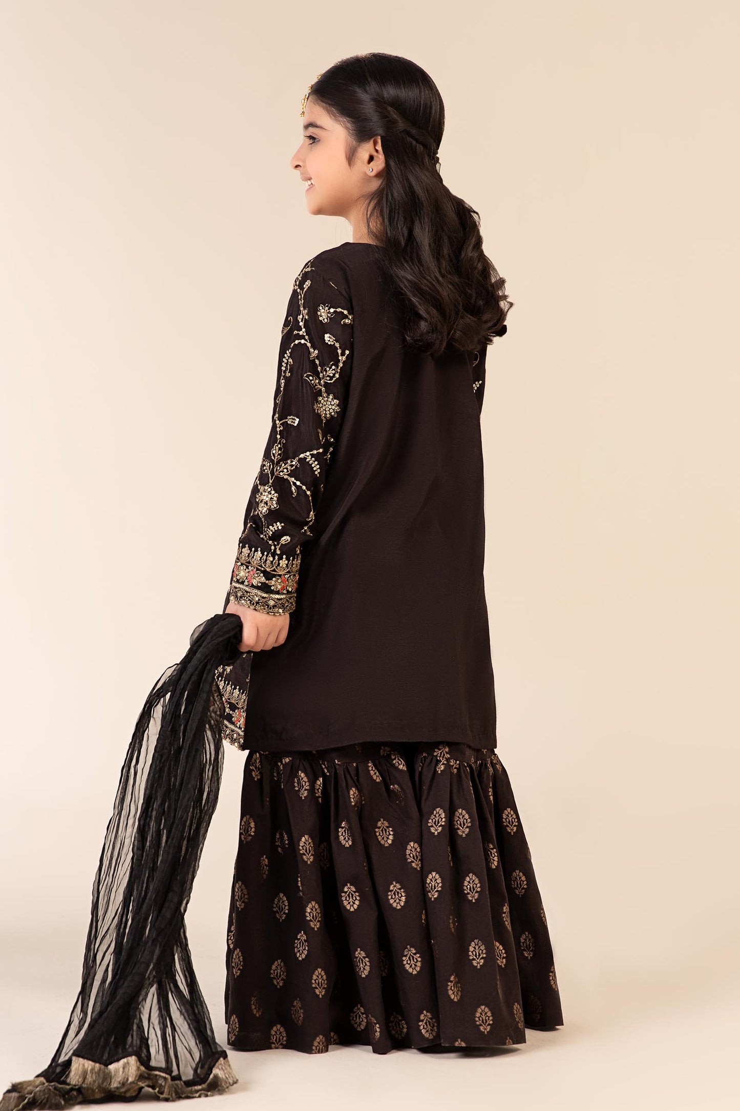 3 Piece Embroidered Raw Silk Suit
