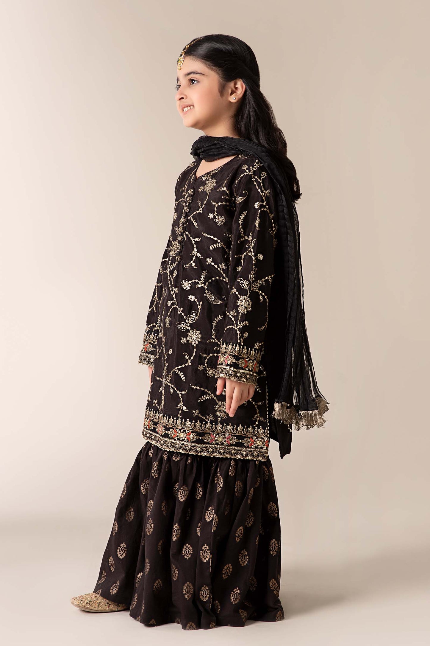3 Piece Embroidered Raw Silk Suit