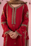 3 Piece Embroidered Raw Silk Suit