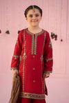 3 Piece Embroidered Raw Silk Suit