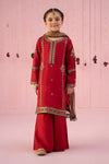 3 Piece Embroidered Raw Silk Suit