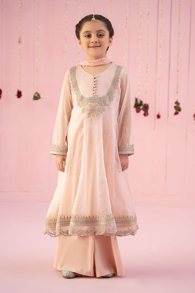 3 PIECE EMBROIDERED ORGANZA SUIT | MKS-EF24-19 Kids MKS2419-023-PCH