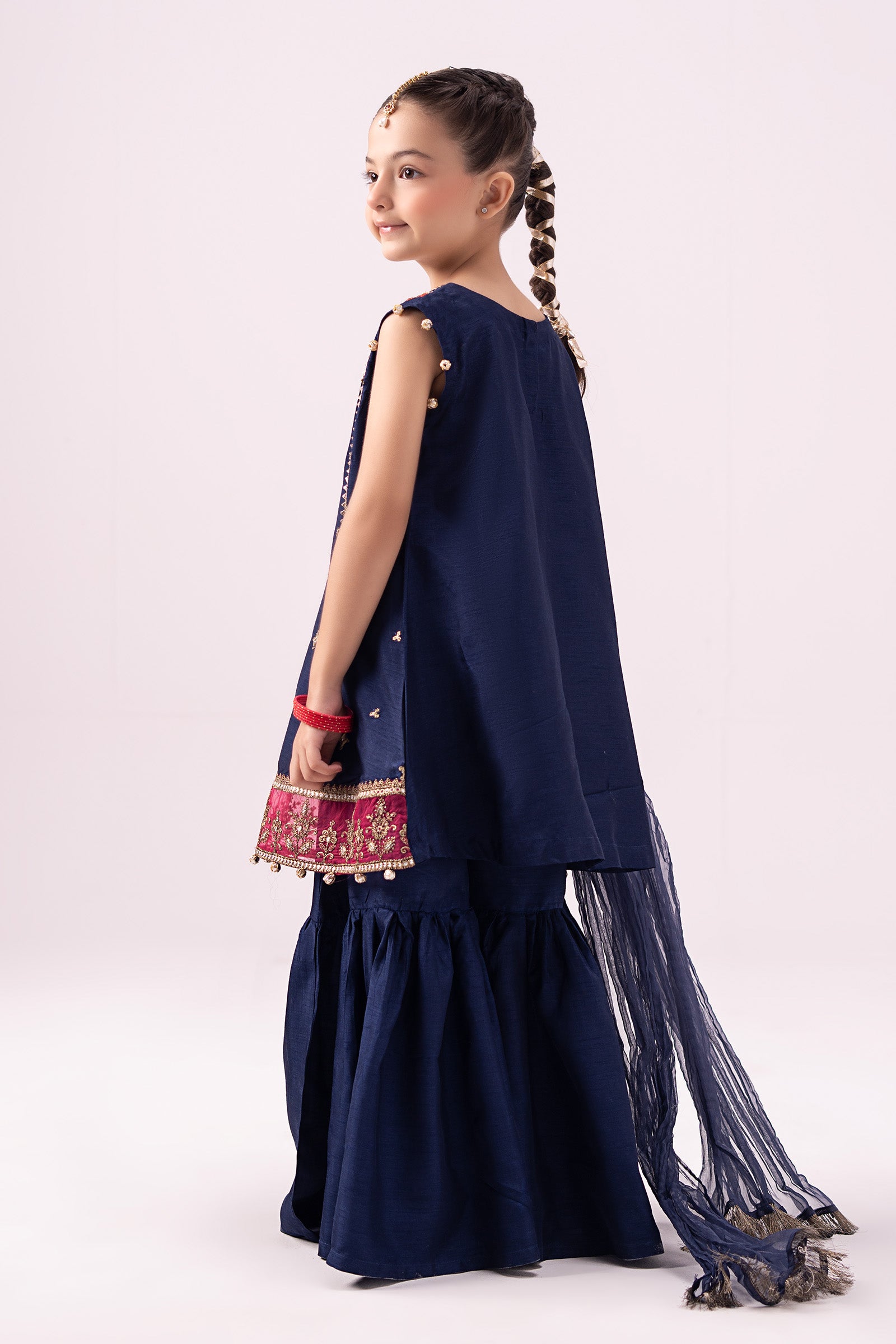 3 Piece Embroidered Raw Silk Suit