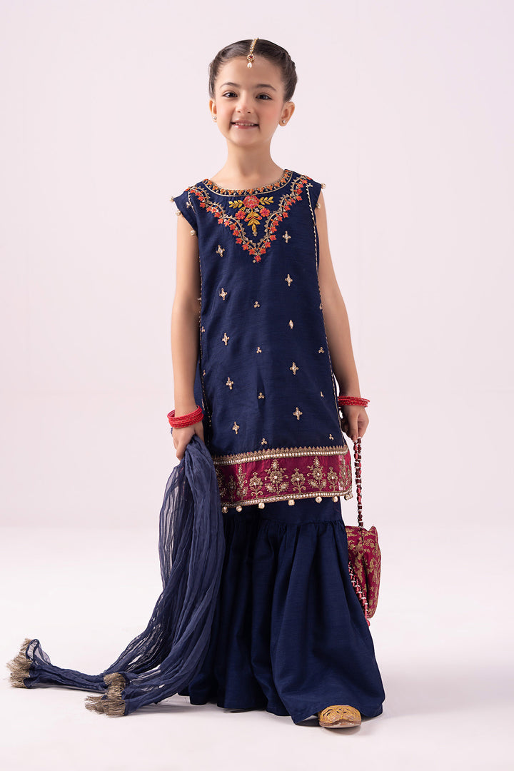 3 Piece Embroidered Raw Silk Suit All Products MK2422R-023-RBU