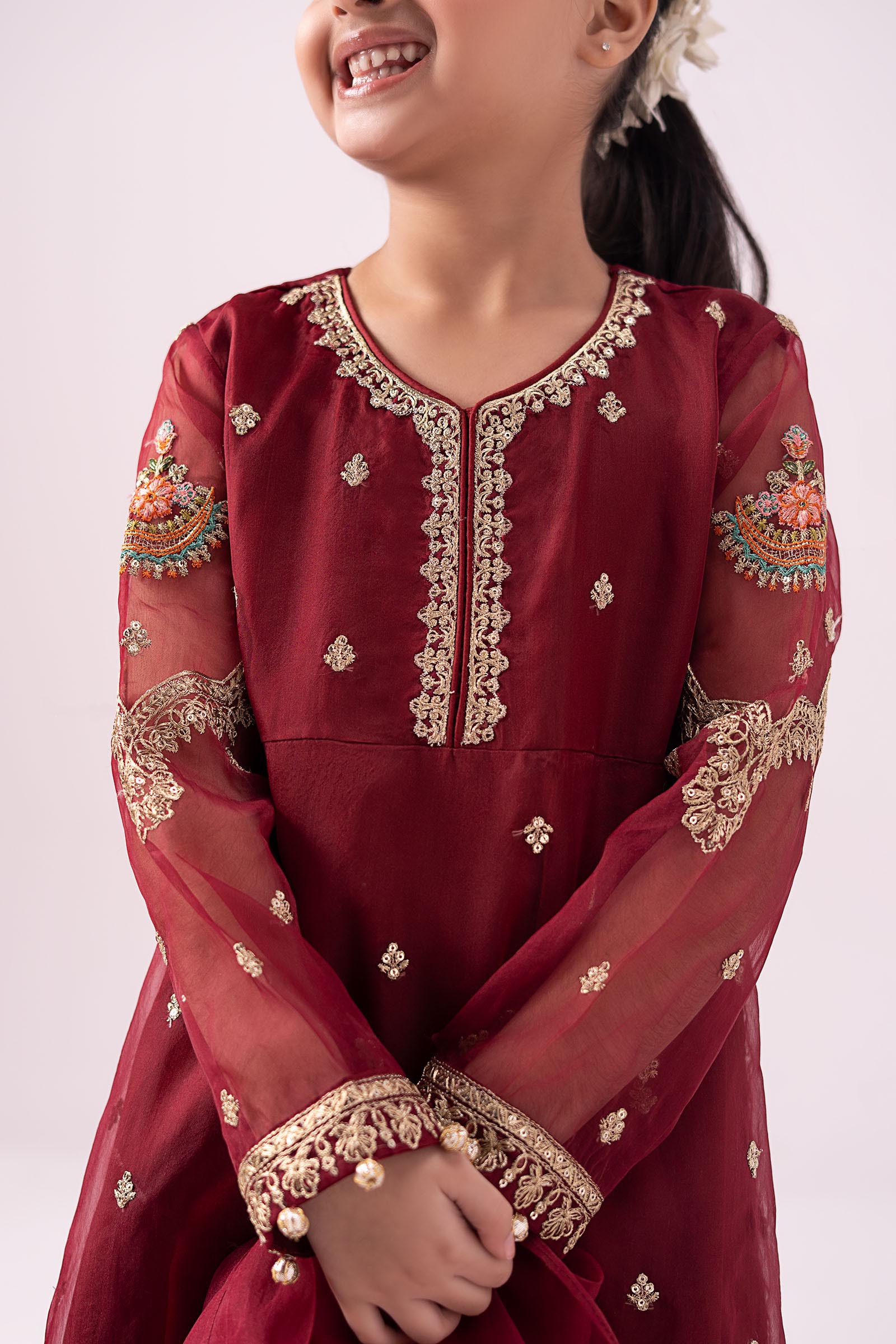 3 Piece Embroidered Organza Suit