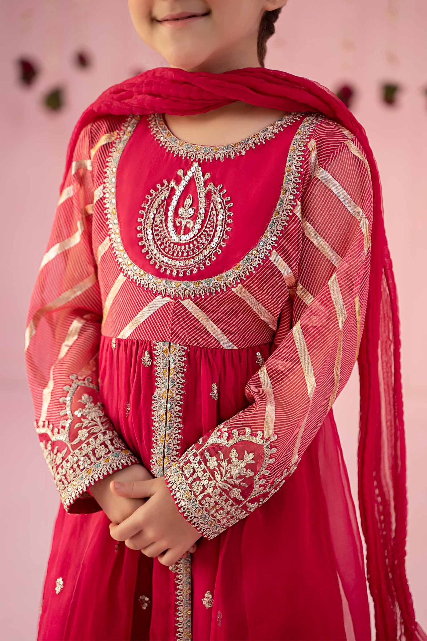 3 PIECE EMBROIDERED ORGANZA SUIT | MKS-EF24-27