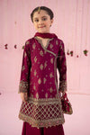 3 Piece Embroidered Raw Silk Suit