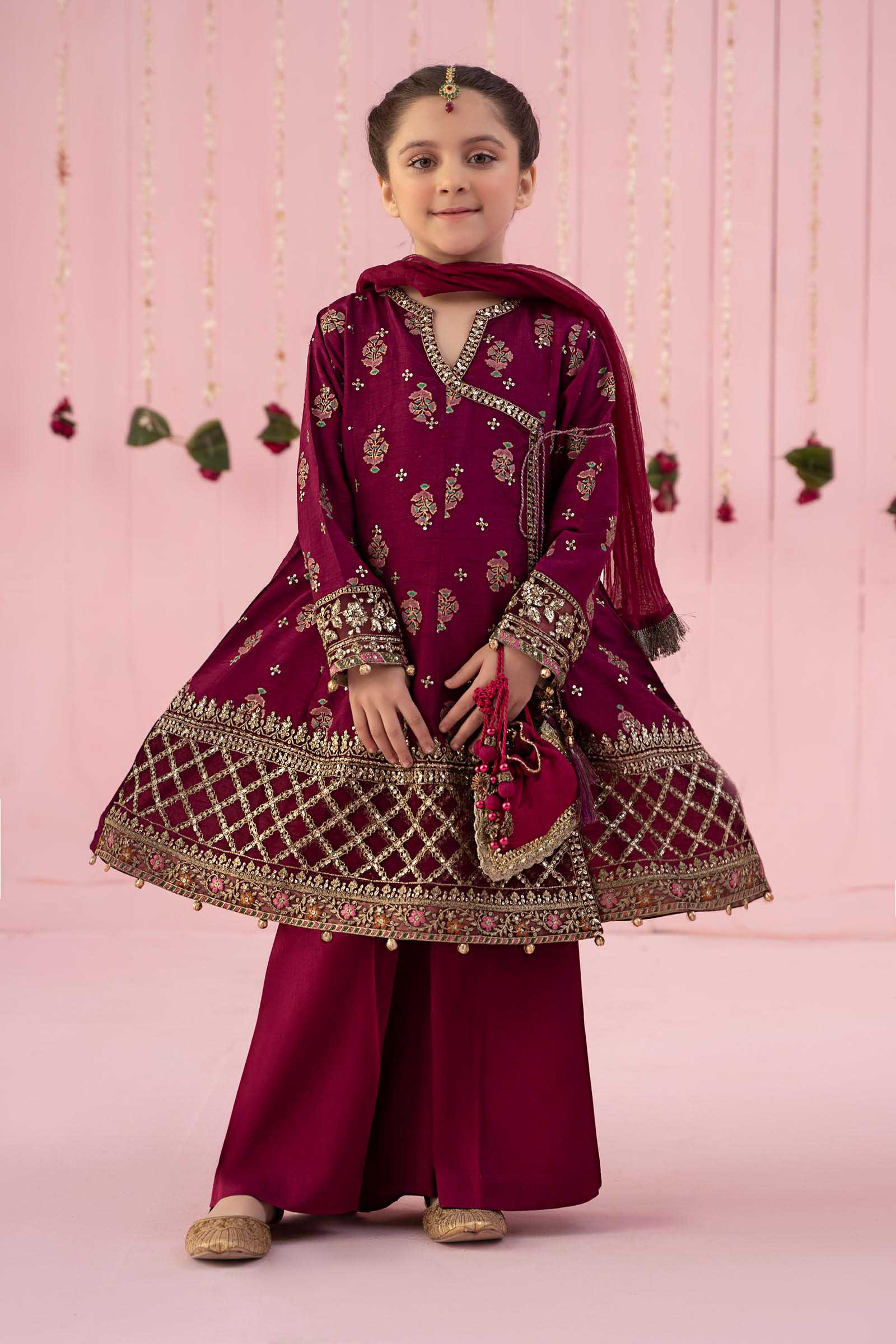 3 Piece Embroidered Raw Silk Suit