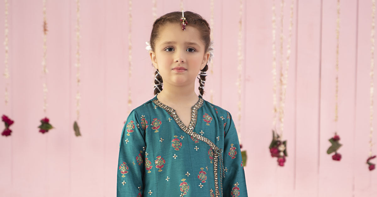 3 Piece Embroidered Raw Silk Suit