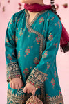 3 Piece Embroidered Raw Silk Suit
