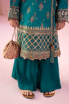 3 Piece Embroidered Raw Silk Suit