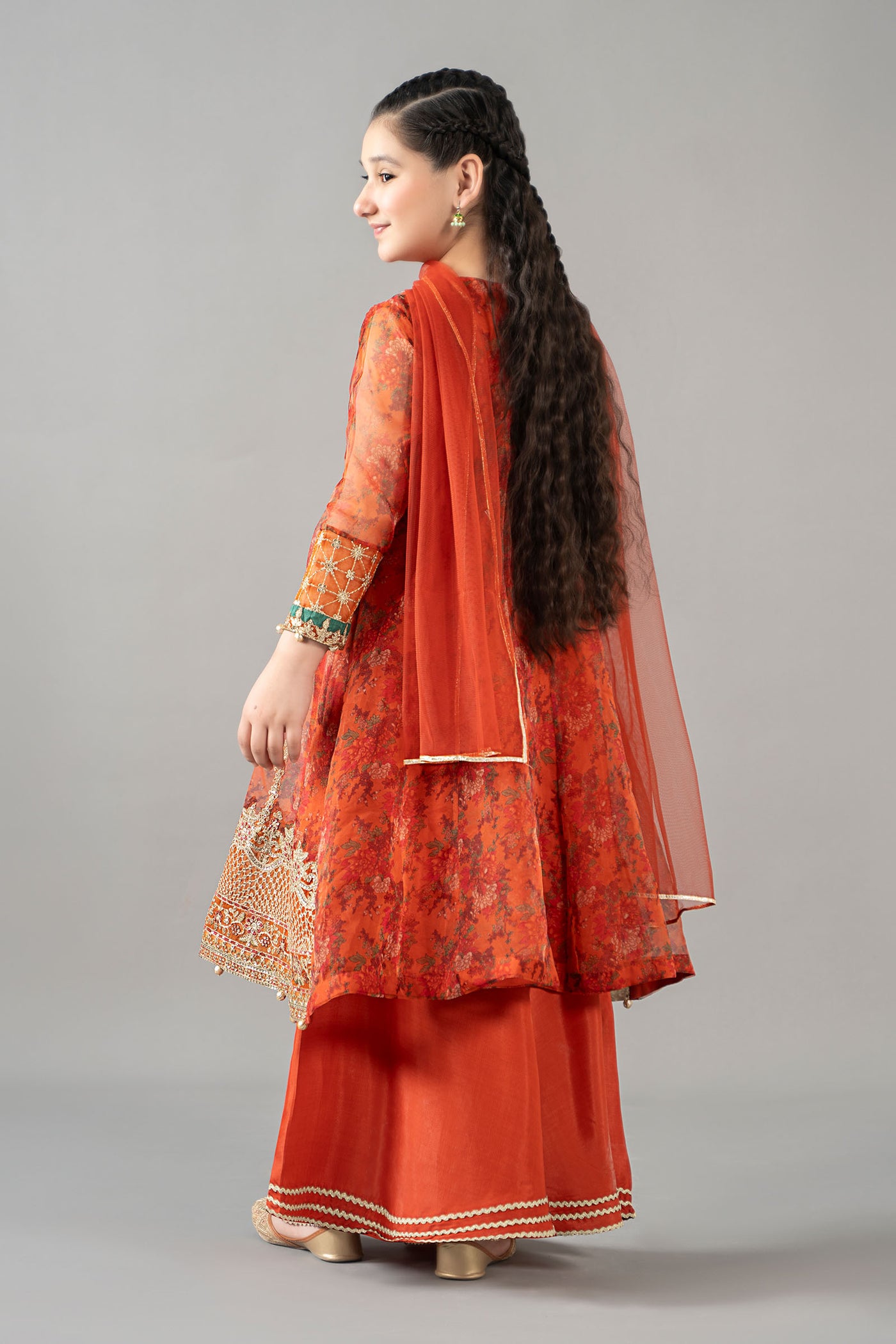 3 Piece Embroidered Poly Organza Suit