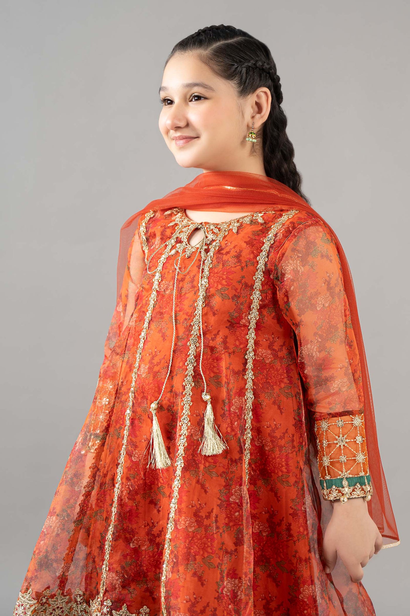 3 Piece Embroidered Poly Organza Suit