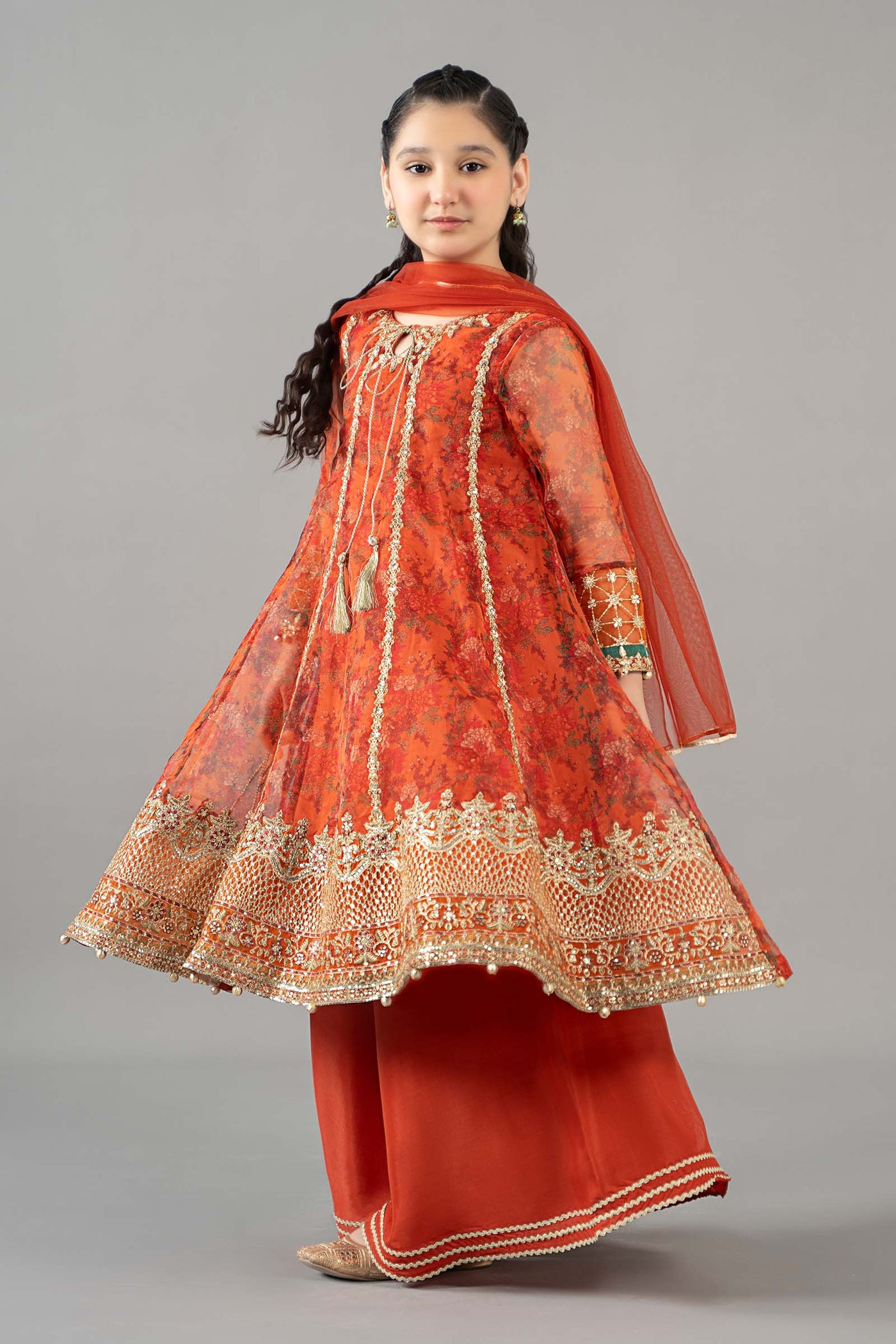 3 Piece Embroidered Poly Organza Suit