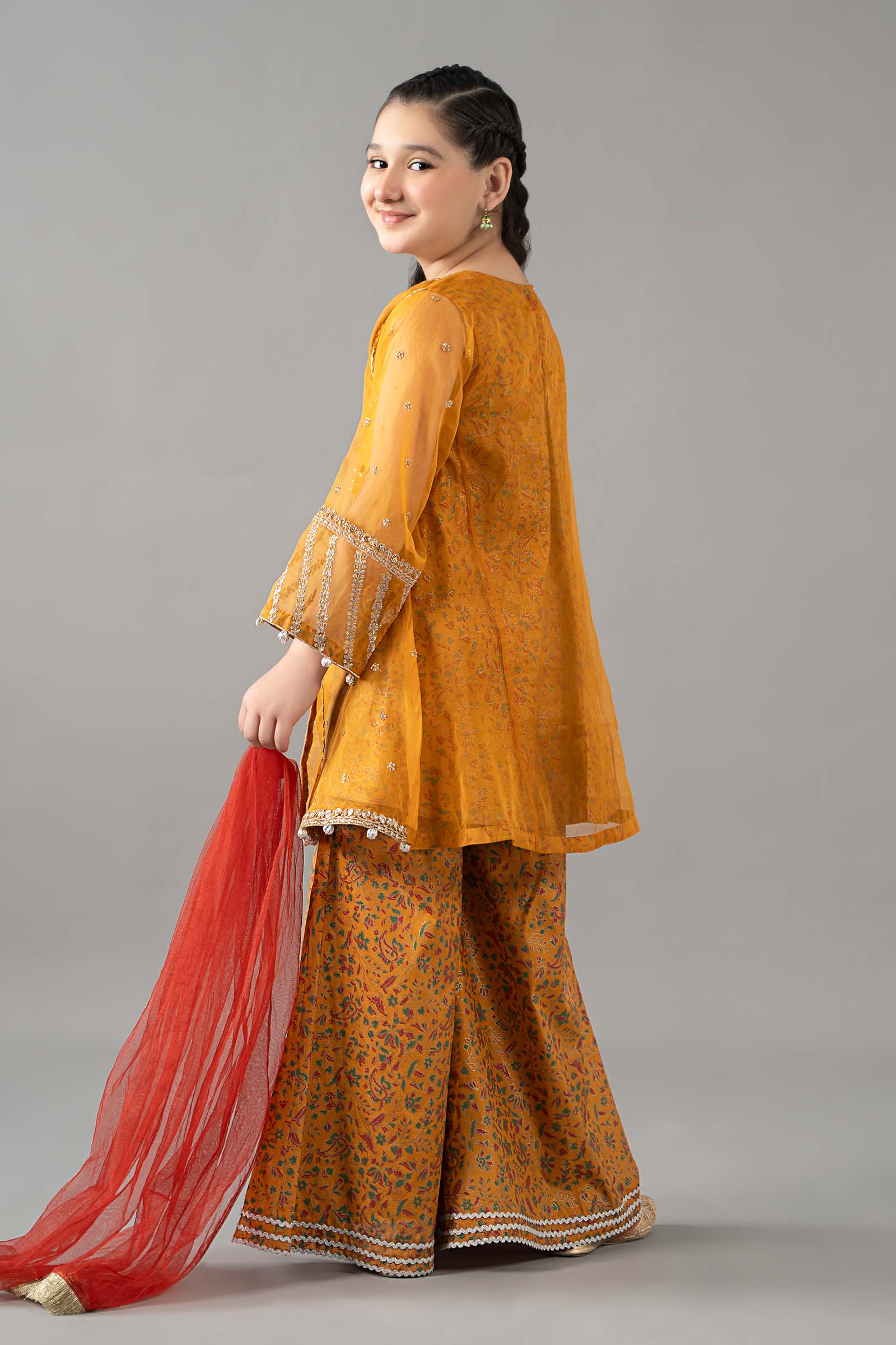 3 Piece Embroidered Poly Organza Suit