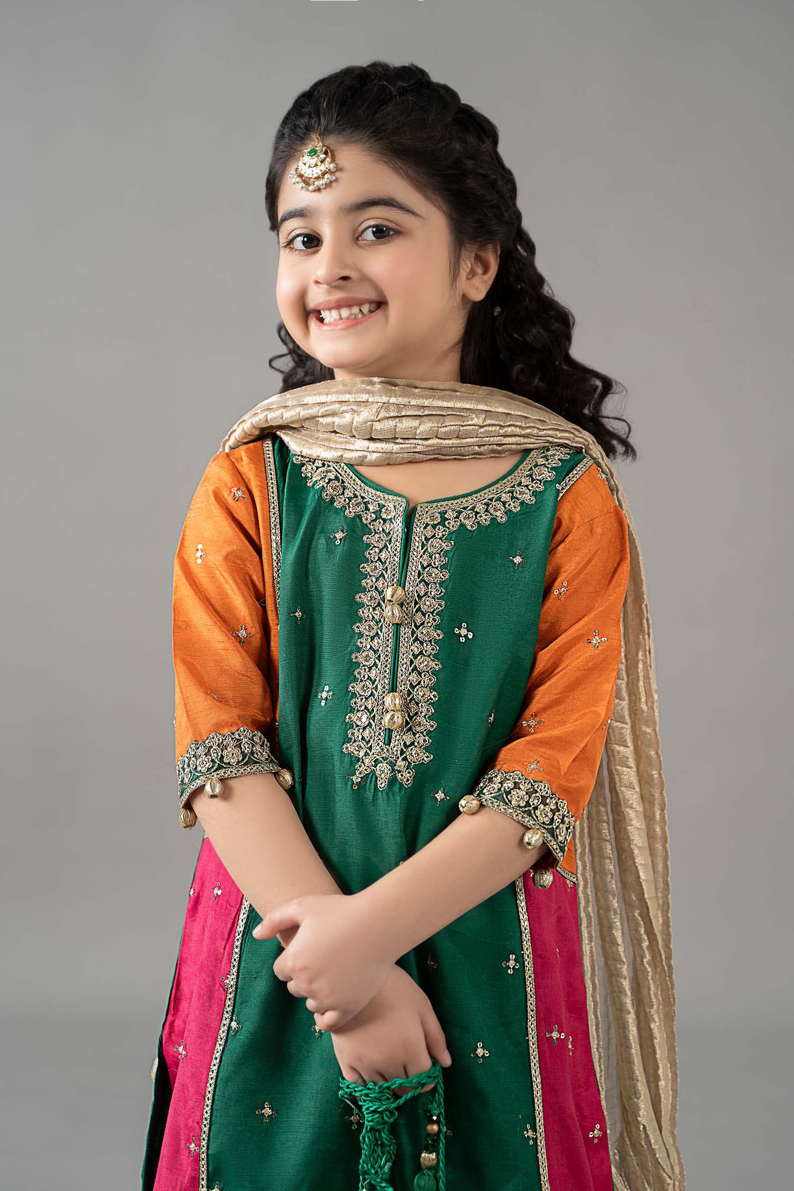 3 Piece Embroidered Raw Silk Suit